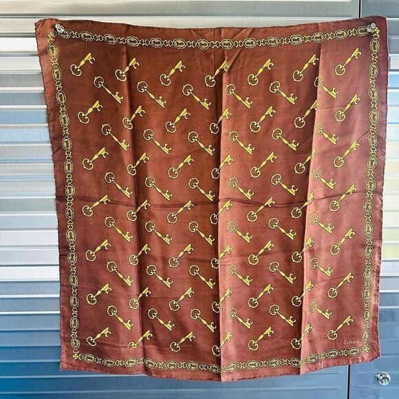 Echo Lock & Key Brown Gold Scarf - Picture 1 of 4